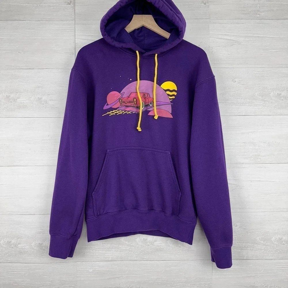 Five Hills Quackity Night Drive Hoodie Sweatshirt‎ Men Size Medium Purple Fleece